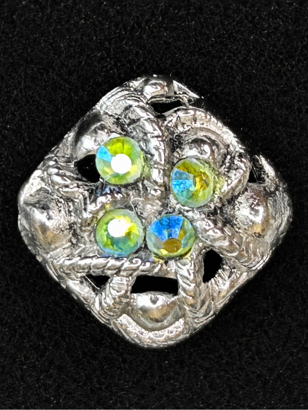 Vintage Avon Aurora Borealis Rhinestone Ring (c. 1970s–1980s)